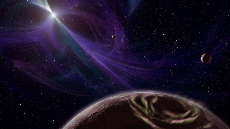 Os pulsares s&atilde;o um tipo incomum de estrela de n&ecirc;utrons, como mostra a imagem. Sua descoberta, nos anos 1960, se deveu em parte a um palpite de cientistas