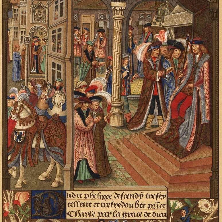 A corte de Carlos, o Temer&aacute;rio, duque da Borgonha, que havia posicionado mercen&aacute;rios sem lei ao redor das muralhas de Dijon naquele per&iacute;odo.