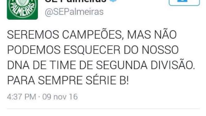 Palmeiras tem Twitter hackeado: 'DNA de time de 2ª divisão