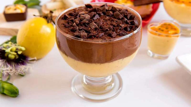 Mousse de chocolate e maracujá que derrete na boca