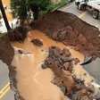 Asfalto cede e cratera 'gigante' se abre em rodovia de Santa Catarina