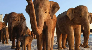 Casal é flagrado durante relação íntima em cima de escultura de elefante em Miami