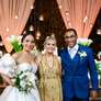 Joshua ao lado da mãe, Assíria, e da noiva, Bárbara: a cerimônia foi conduzida por um pastor presbiteriano Foto: Divulgação