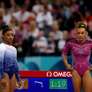 Rebeca Andrade e Simone Biles na final da trave em Paris Foto: Hannah McKay