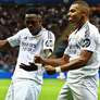 Vini Jr. e Mbappé celebram gol que decretou vitória do Real Madrid sobre a Atalanta Foto: Getty Images