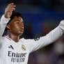 Endrick lamenta perda de gol no duelo entre Real Madrid e Getafe pela LaLiga Foto: Maria Gracia Jimenez/Soccrates/Getty Images