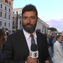 Rodrigo Carvalho na cobertura do anúncio do novo papa Foto: Reprodução/Globo