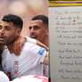 Após empate, Irã deixa carta em vestiário da Copa e pede por paz entre as nações Foto: Stu Forster/Getty Images/Divulgação Federação Iraniana de Futebol
