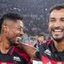 Bruno Henrique e Danilo comemorando vitória em cima do Corinthians. Foto: Adriano Fontes / Flamengo / Portal de Prefeitura