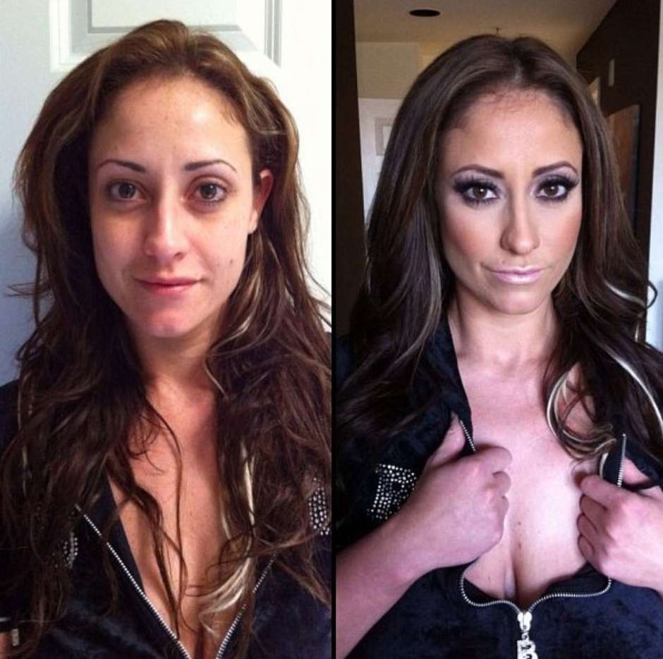 Confira fotos de atrizes pornô antes e depois da maquiagem