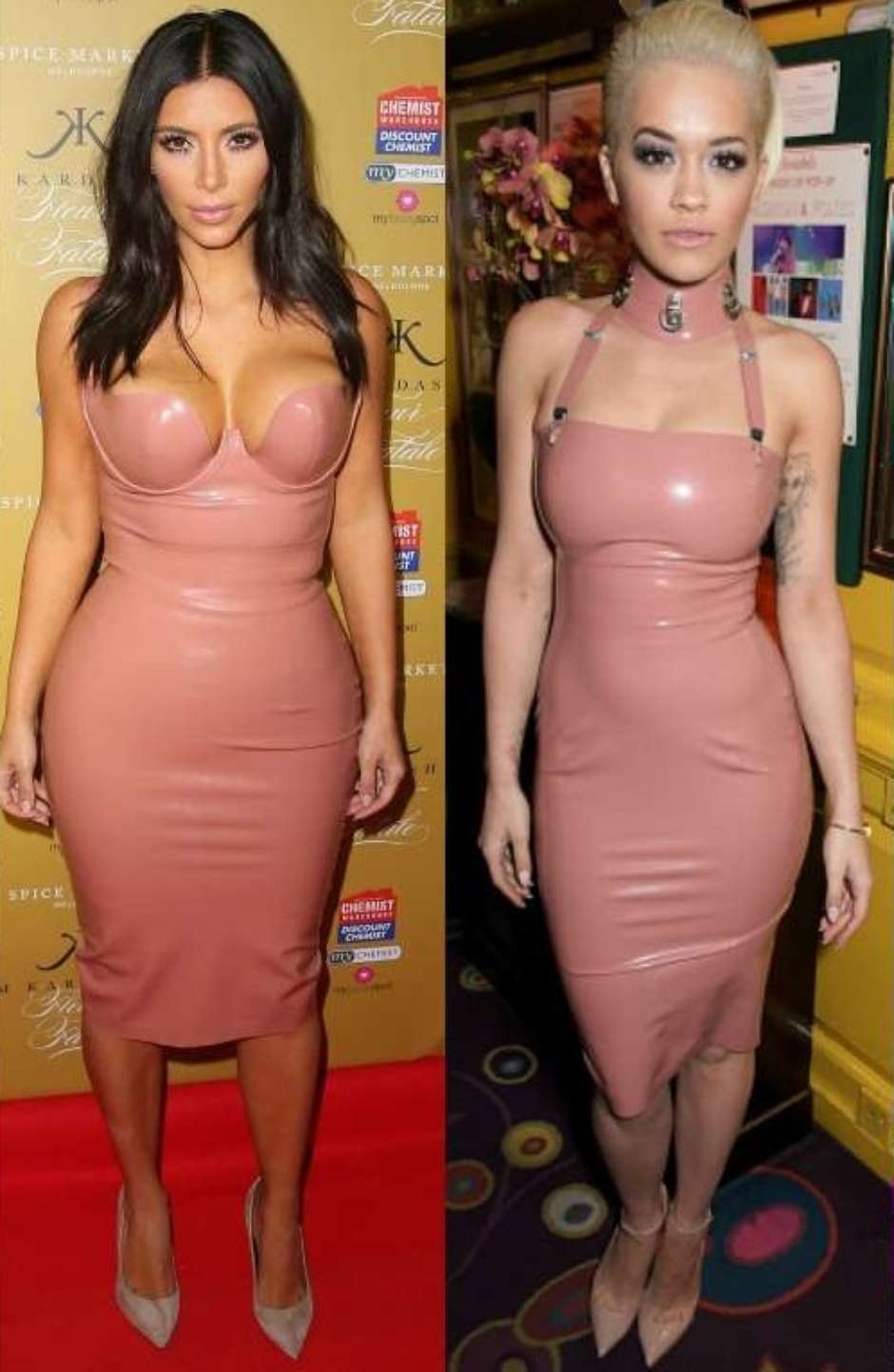 vestido de latex rosa