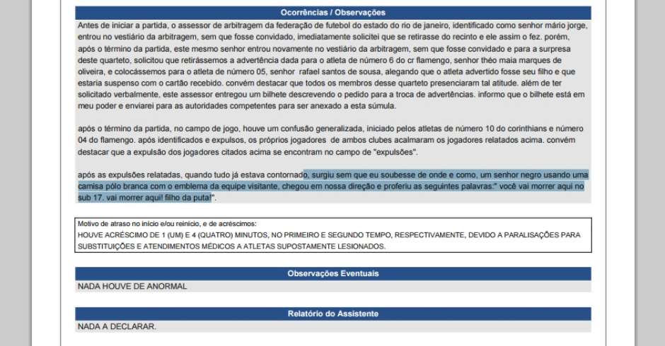 Árbitro diz que assessor da Ferj quis anular cartão de filho
