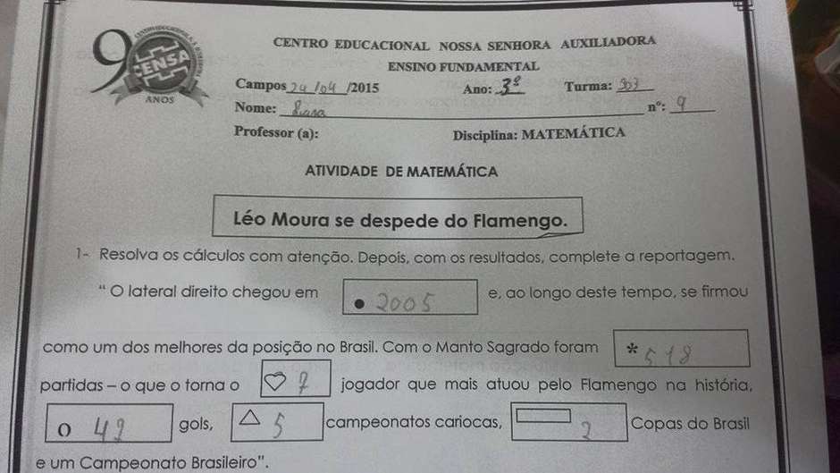 OFF - Léo Moura vira questão de prova, e pais vascaínos protestam