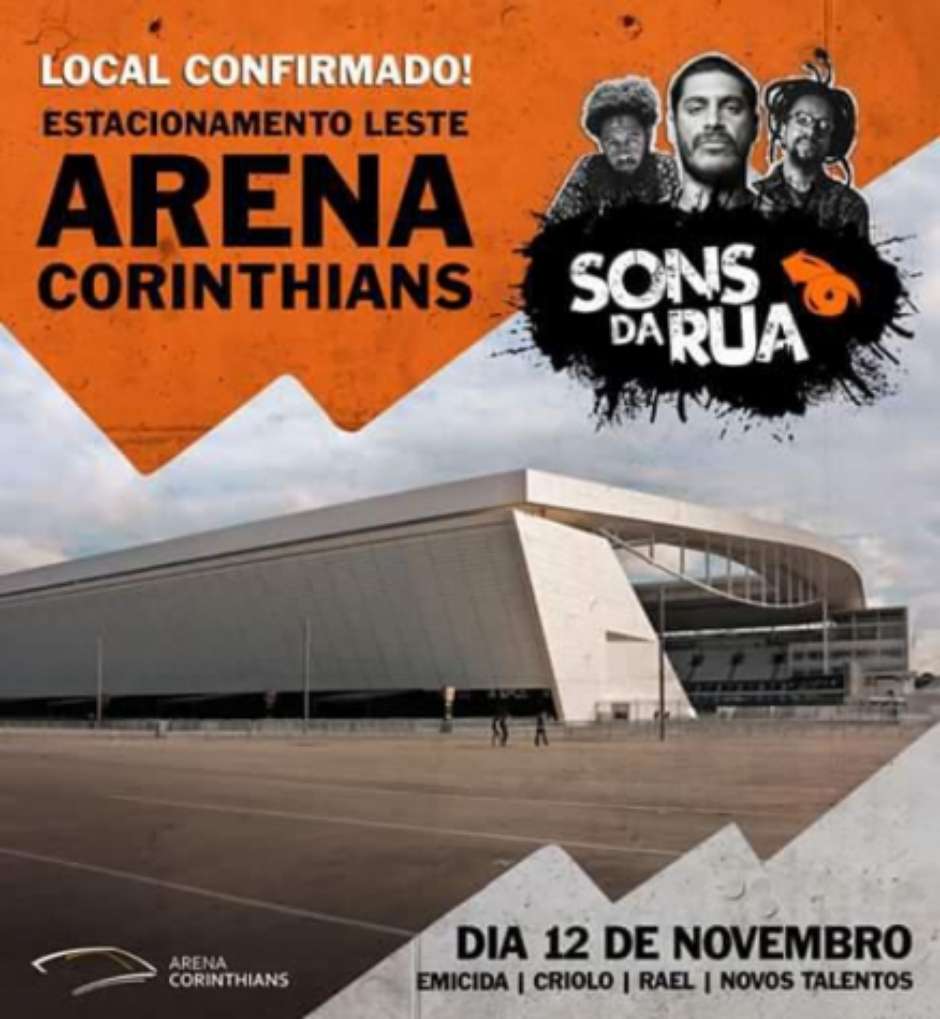 Arena Corinthians vai receber festival de rap com Criolo e Emicida