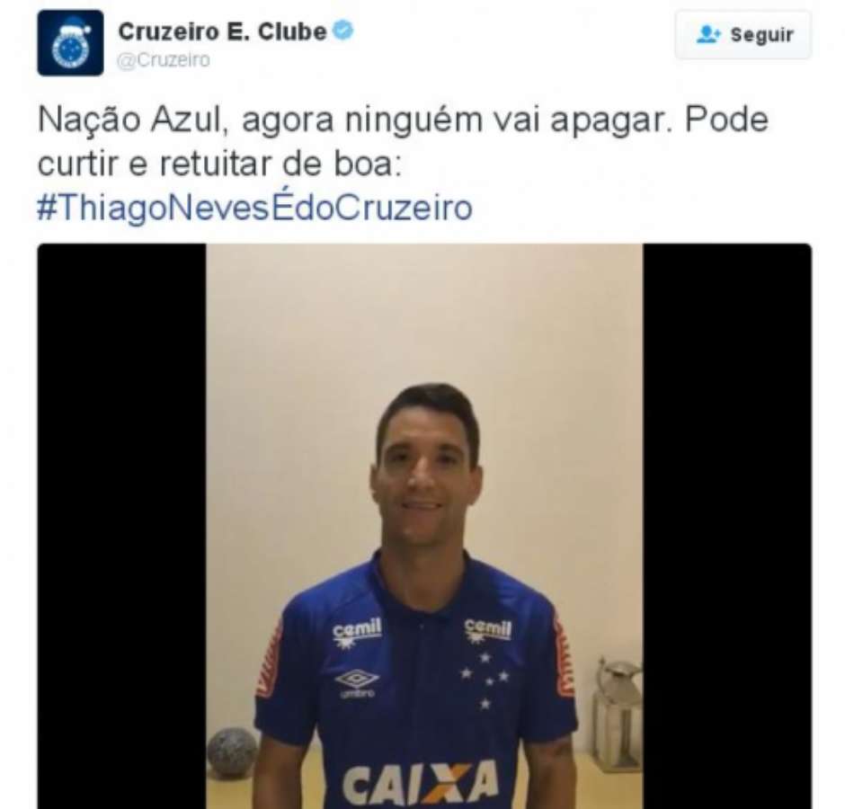 Cruzeiro oficializa chegada de Thiago Neves