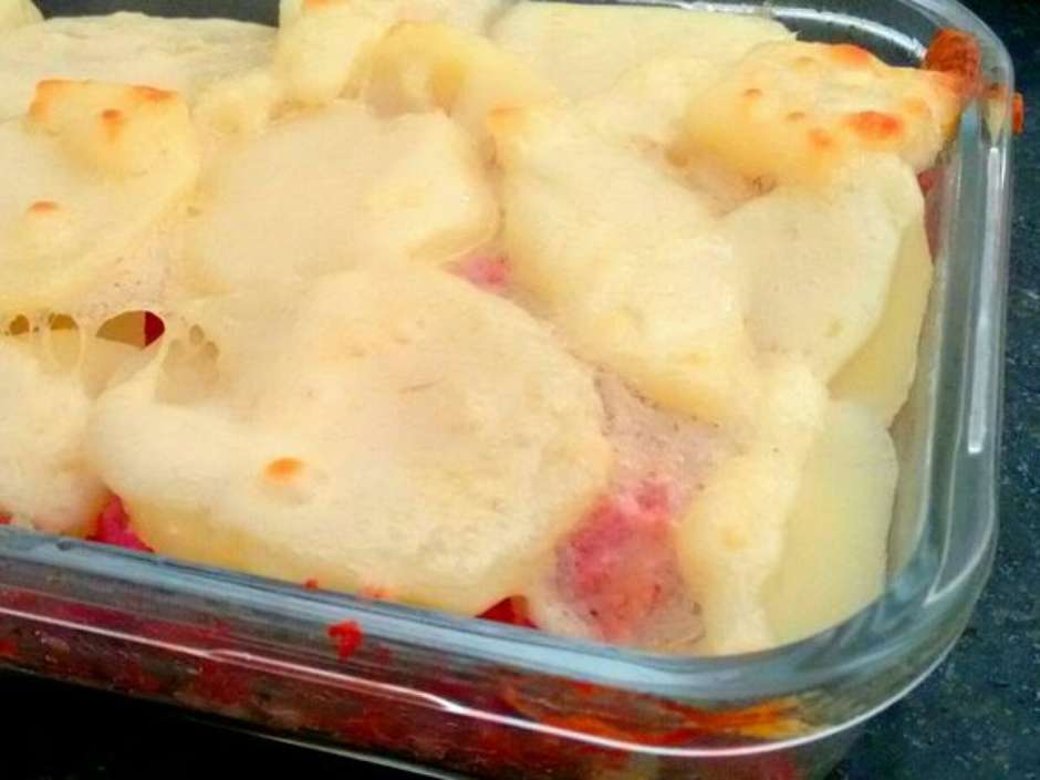 Batata Gratinada Com Linguiça