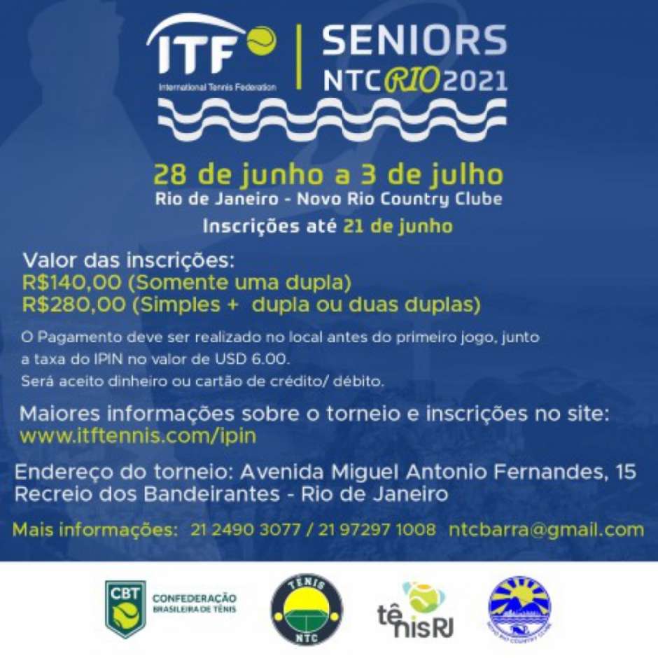 Torneio sênior de tênis, com entrada gratuita, reunirá atletas de vários  países na Barra da Tijuca