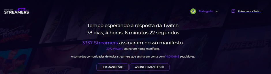 Streamers da Twitch fazem manifesto por melhores condições