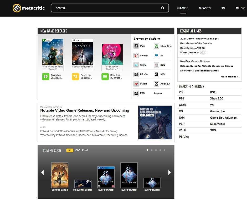Lista do Metacritic mostra os jogos mais bem avaliados lançados