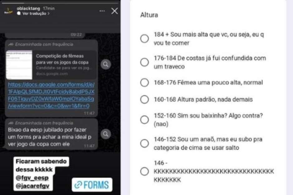 Aluno da FGV cria teste misógino Competição das fêmeas