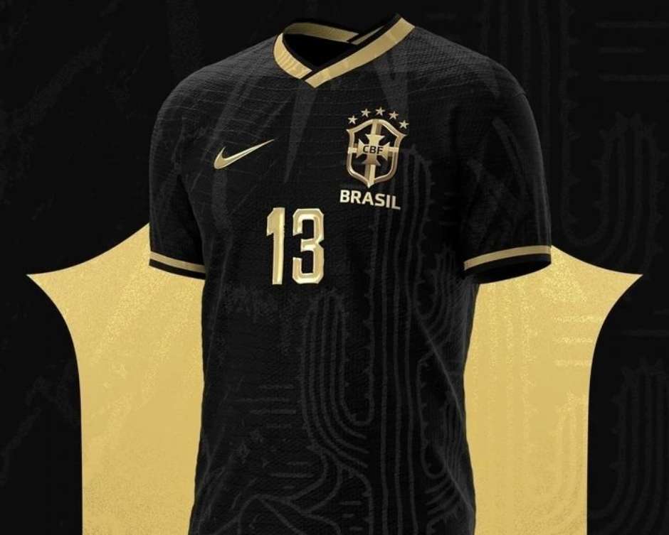 Camiseta Brasil Copa Catar 2022 Team Six Preta