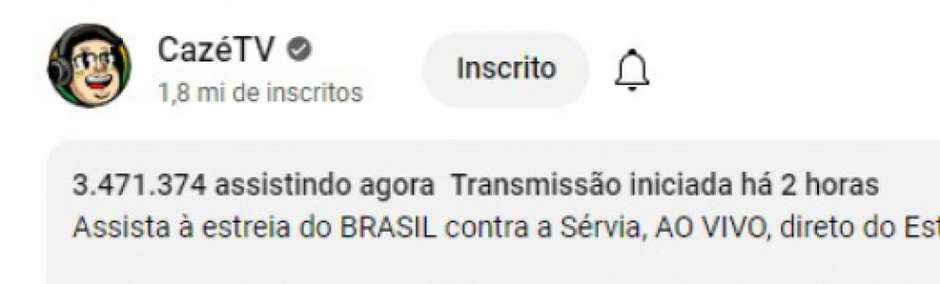 Casimiro alcança a segunda maior live da história do  ao transmitir  Brasil x Sérvia - Olhar Digital