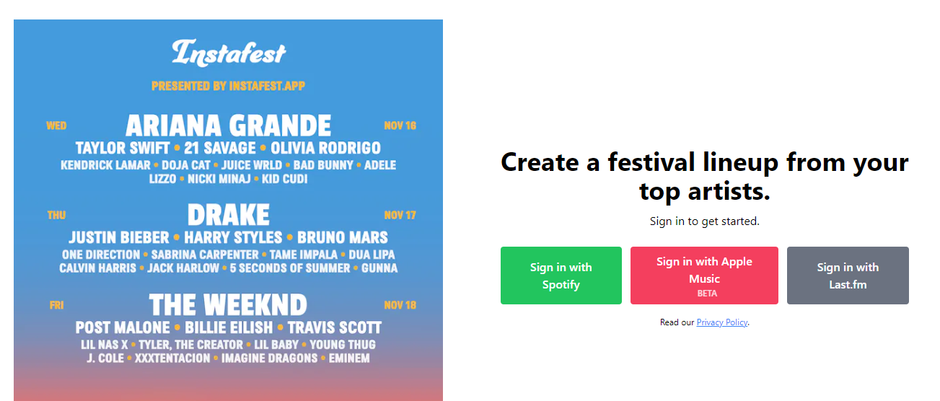 Instafest: como fazer line-up do seu festival de música no Spotify