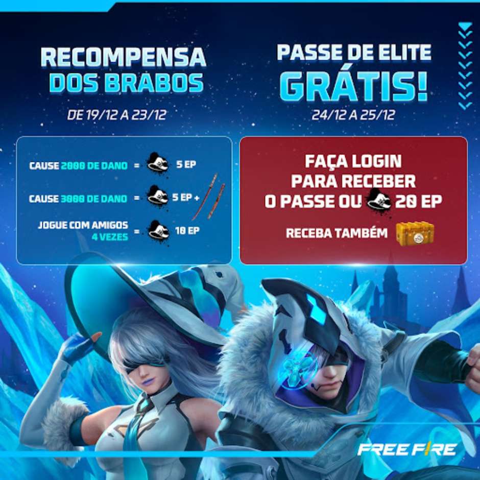 Free Fire dá Passe de Elite de graça no Natal