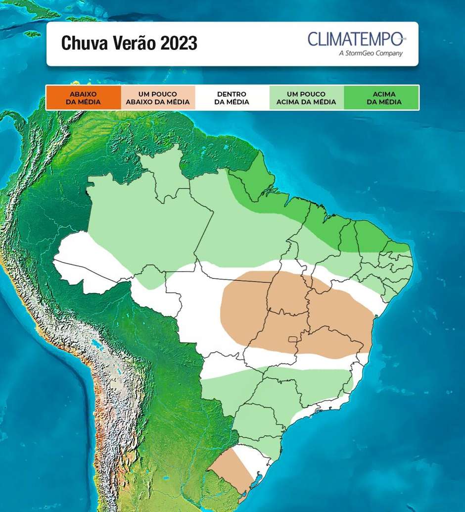 Verão 2023 - previsão geral para o Brasil