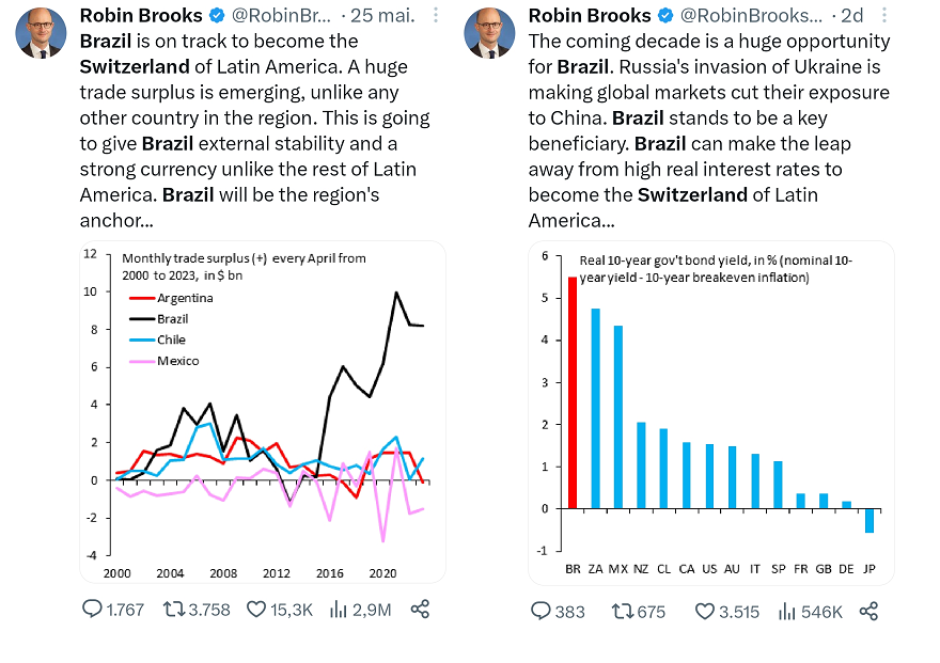 O Brasil será a Suíça da América Latina, sentencia economista Robin Brooks