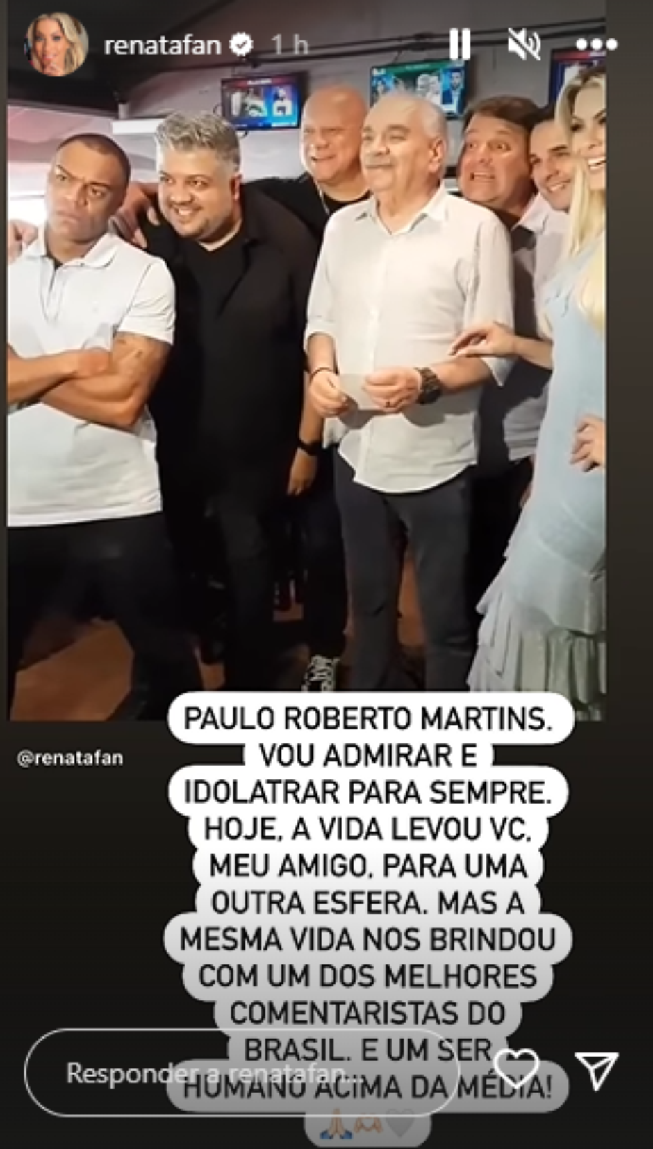 Renata Fan lamenta morte de Paulo Roberto Martins durante Jogo Aberto