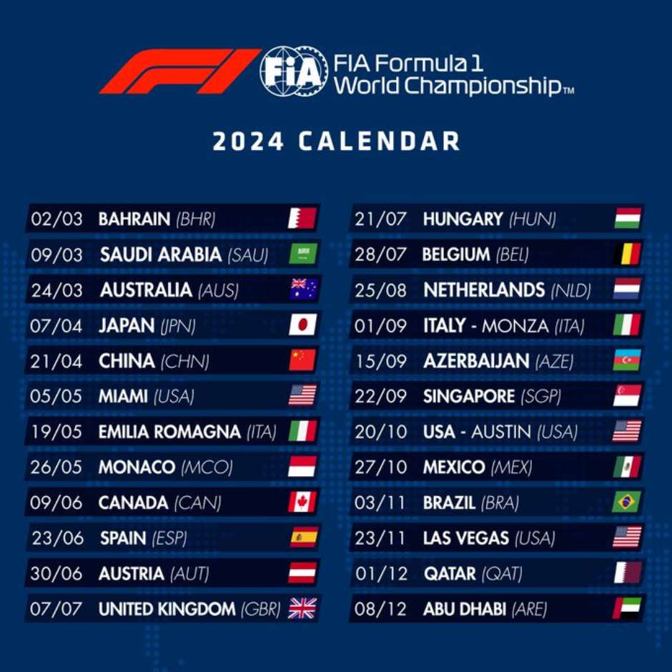 2024 F1 Season Calendar Races, Circuits, Countries And, 52 OFF