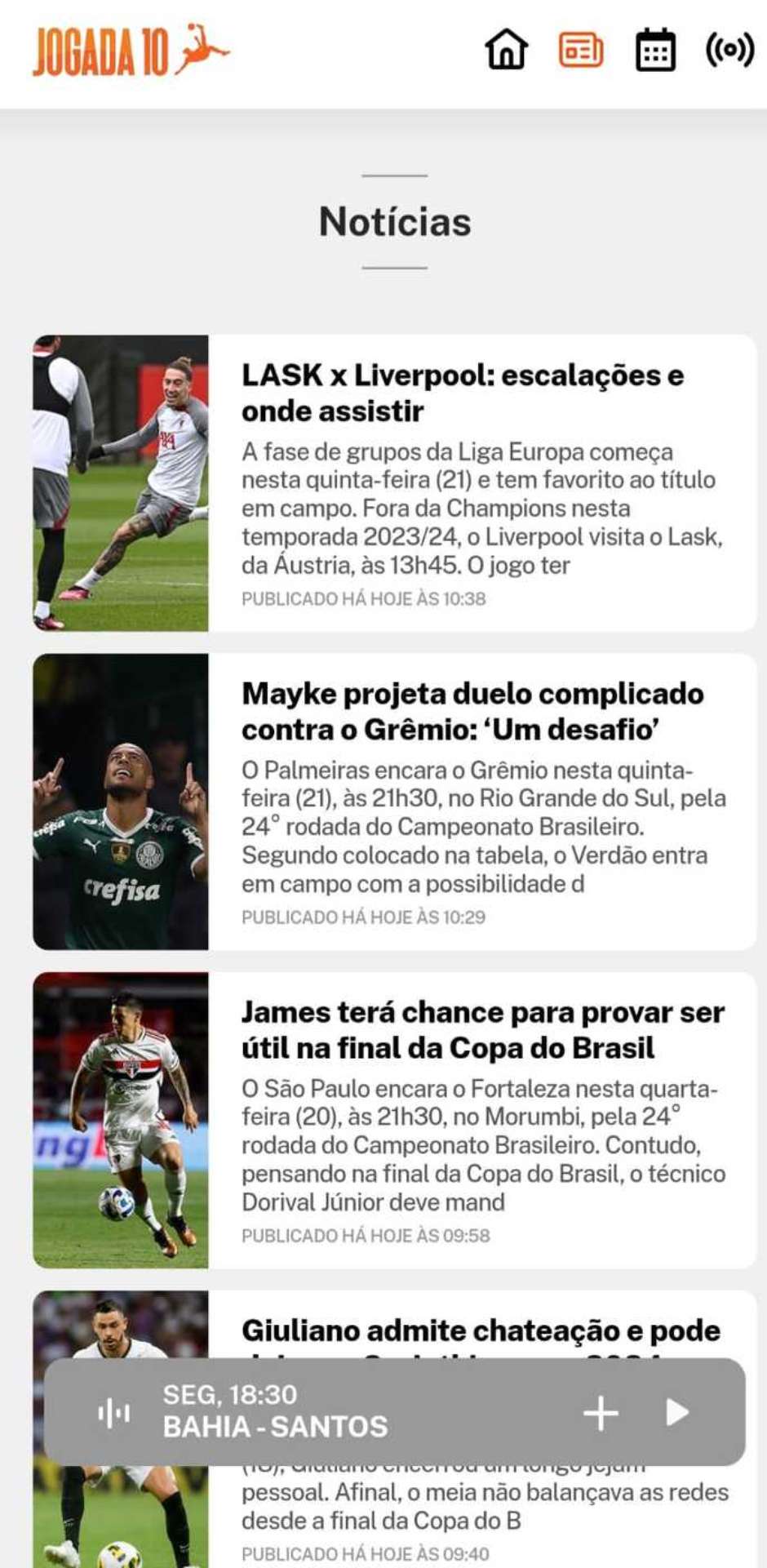 Confira os jogos de hoje, quarta-feira, 21; onde assistir e