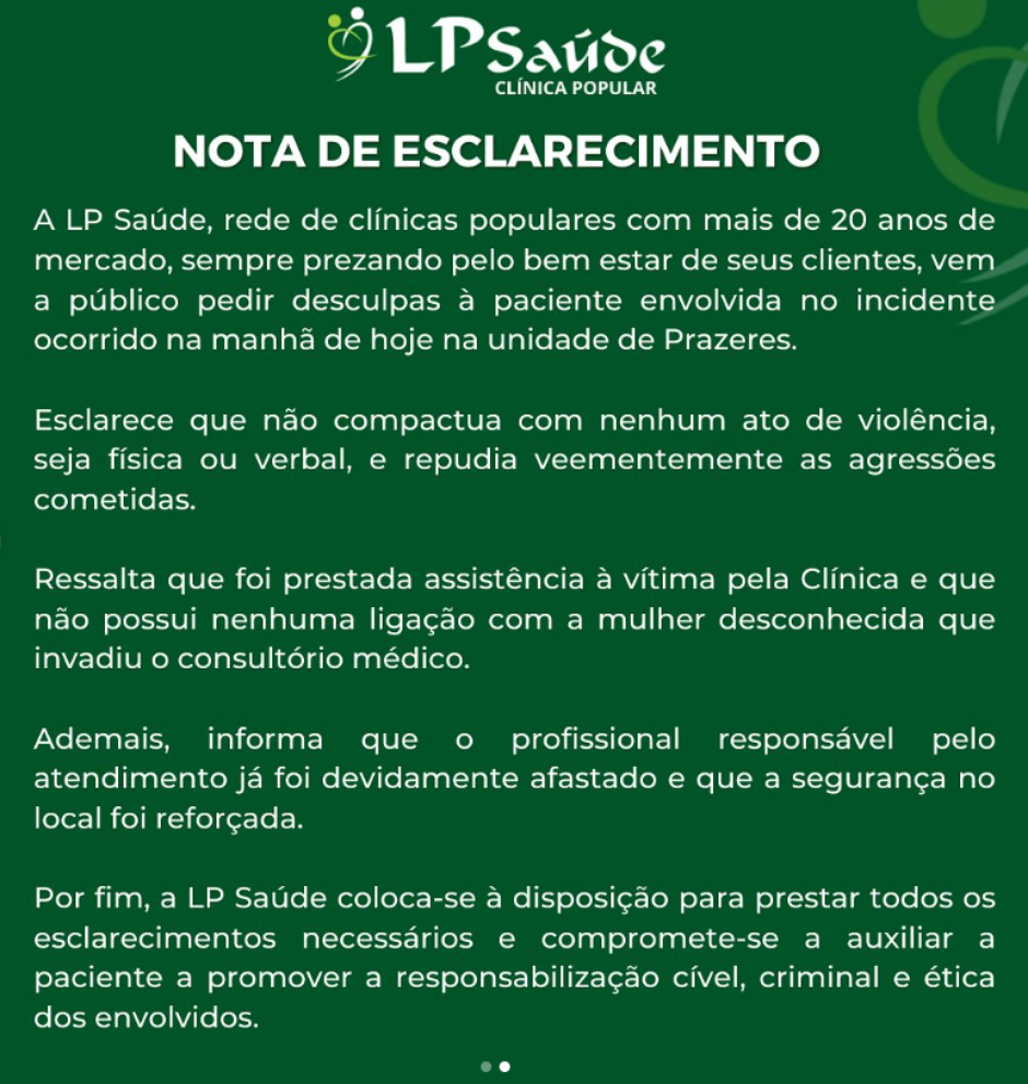 Paciente é agredida por esposa de médico durante exame ginecológico; vídeo