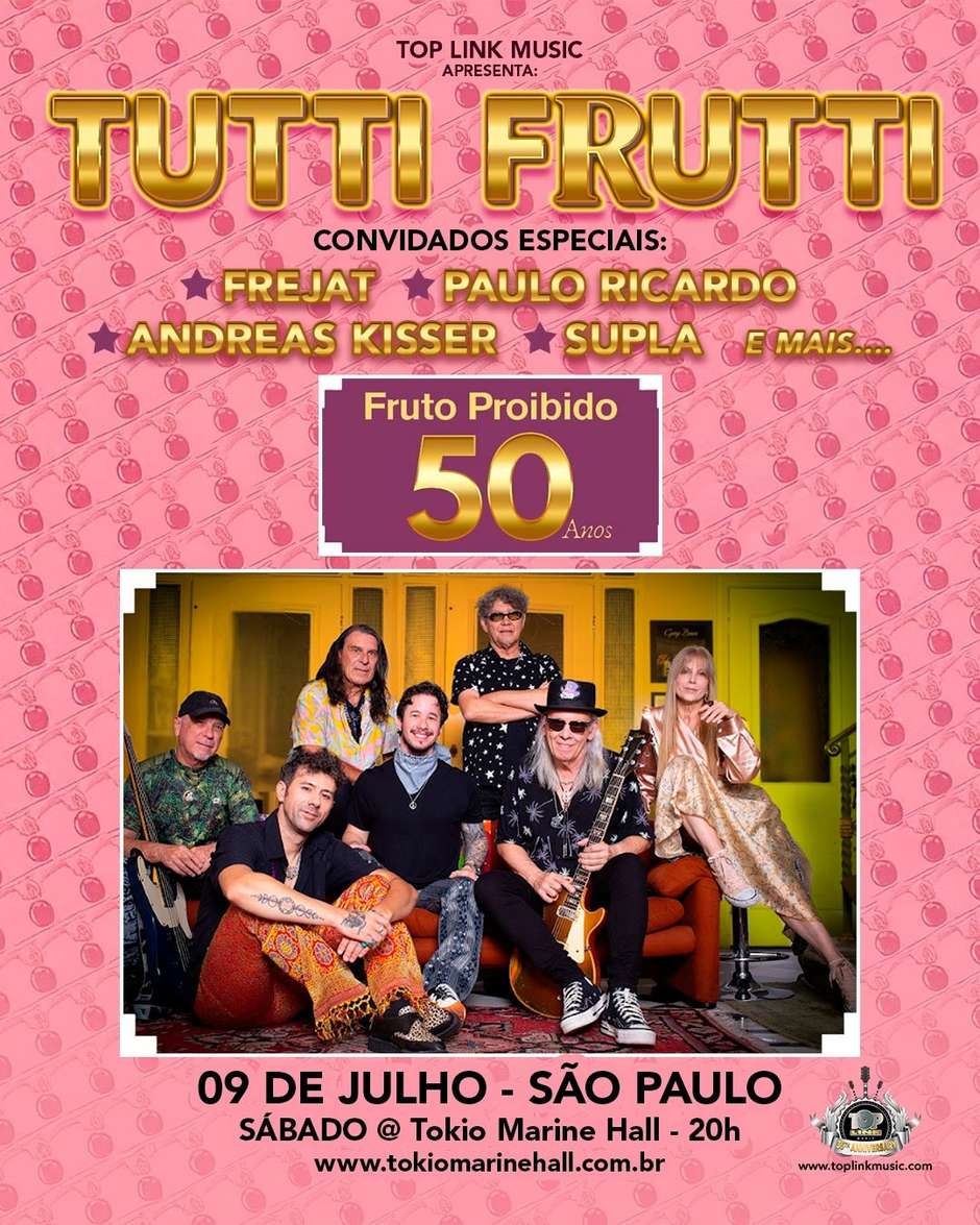 Tutti Frutti celebra 50 anos de Fruto Proibido (Rita Lee) com show