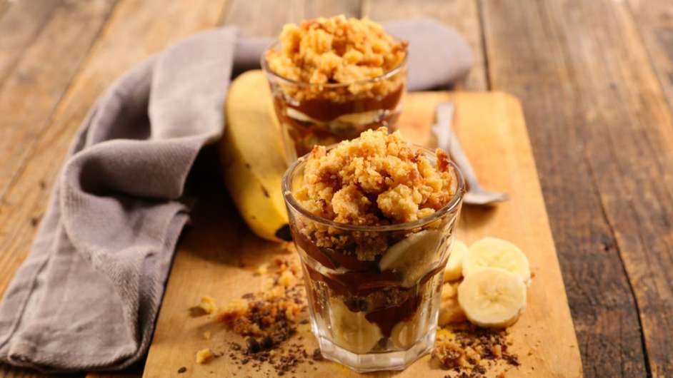 Crumble de banana com cacau  Foto: Guia da Cozinha