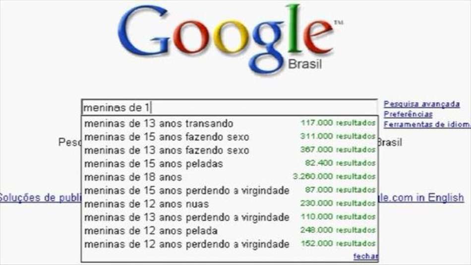 Google sugere visitas a links de pedofilia 