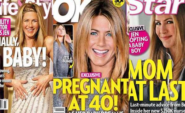A Jennifer Aniston la embarazó la prensa tantas veces es que difícil de recordar. Ante nuevos rumores de embarazo repasamos todas las portadas que anunciaron embarazos de Aniston pero que nunca fueron ciertos