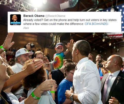 Candidatos y celebridades han emitido sus opiniones y han invitado a la gente a votar a través de las redes sociales, especialmente en Twitter, como el presidente Barack Obama, quien invitó a votar por él. Así se han movido las elecciones con las redes sociales.