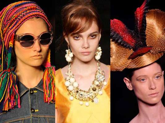 Ponchos, óculos escuros, colares e chapéus chamam a atenção dos acessórios no primeiro dia do Fashion Rio