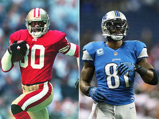 Lost in all the hoopla surrouding Adrian Peterson's chase of Eric Dickerson's NFL-record 2,105 rushing yads in a season was Calvin Johnson's equally historic pursuit of Jerry Rice's single-season yardage record for receivers. Here are the top 10 receiving seasons in NFL history.