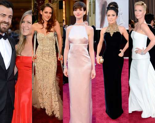 La alfombra roja de los Oscar 2013 estuvo llena de sorpresas. Esta vez Jennifer Aniston confirmó su amor con Justin Theroux, Anne Hathaway lució un vestido que dejaba ver más de lo que quería mostrar y la estrella de "Twilight", Kristen Stewart, llegó en muletas. Mujeres sexys y guapísimos actores engalanaron el "red carpet" confirmando la vigencia del clásico glamour de la industria del cine.