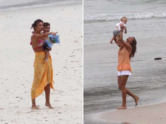 A atriz Grazi Massafera gravou cenas para a novela 'Flor do Caribe', nesta quinta-feira (21), na praia Restinga da Marambaia, na zona oeste do Rio de Janeiro. Ela filmou com um bebê e com o ator Igor Rickli, intérprete do vilão Alberto na trama das 19h da TV Globo