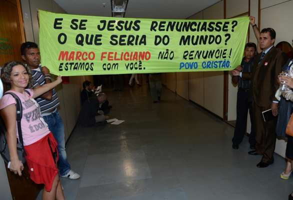 Manifestantes demonstraram apoio ao deputado Marco Feliciano (PSC-SP)