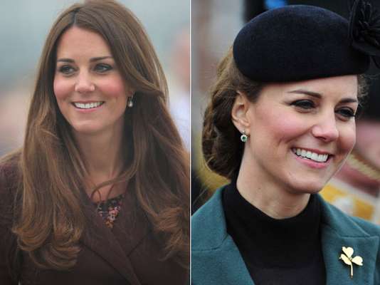 Kate Middleton - A ponta não é tão definida, na realidade é até um pouco gordinha, mas está em boa relação com o dorso, e como ela tem um rosto mais largo, talvez uma ponta mais definida poderia ficar desproporcional no seu rosto