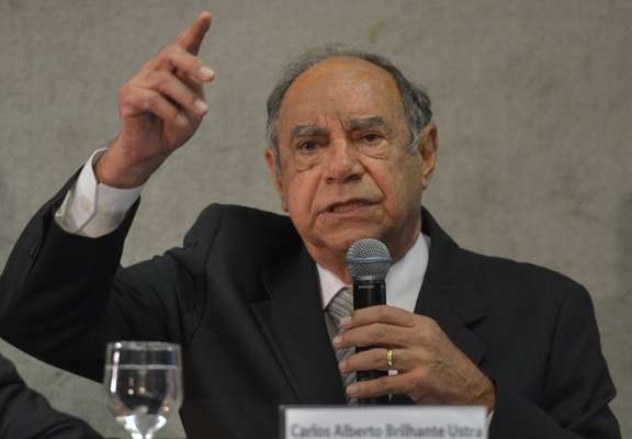 O coronel reformado Carlos Alberto Brilhante Ustra, que comandou o DOI-Codi-SP entre 1970 e 1974, presta depoimento à Comissão Nacional da Verdade