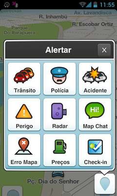 Waze - É um app baseado na colaboração entre os usuários. Ele permite que você compartilhe o tráfego em tempo real e informações de estradas. Ele irá alertá-lo antes de se aproximar da polícia, acidentes, perigos ou engarrafamentos. Você também pode pesquisar para encontrar o posto de gasolina mais barato ao longo de sua rota. Mas há algumas desvantagens: você não pode marcar uma posição como "favorita" se você não tiver o endereço exato e nem sempre ele traça a melhor rota. Google e Facebook estariam tentando comprar a companhia, em um negócio que pode valer US$ 1 bilhão