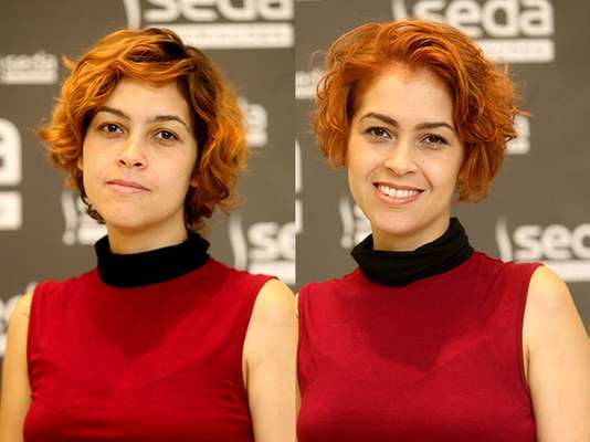 O cabelo, que já era curto, ficou ainda menor e ganhou uma tonalidade uniforme de ruivo