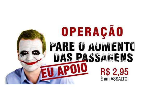 O prefeito do Rio de Janeiro, Eduardo Paes, foi satirizado pelos protestantes nas redes sociais