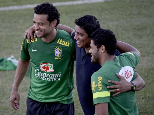 A Seleção treinou, nesta segunda-feira, no Castelão, em Fortaleza. A preparação da equipe contou com a visita de Jardel, ex-atacante do Grêmio